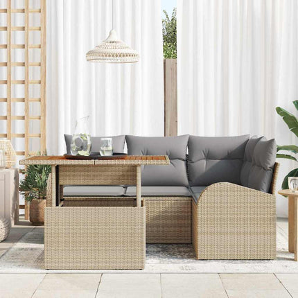 Trädgårdsoffset med kudde 5 pcs beige och ljusgrå