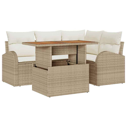 Trädgårdsoffset med kudde 5 pcs beige och gräddvit