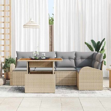 Trädgårdsoffset med kudde 6 pcs beige och ljusgrå