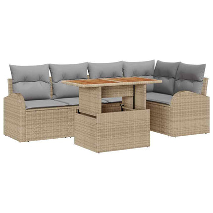 Trädgårdsoffset med kudde 6 pcs beige och ljusgrå
