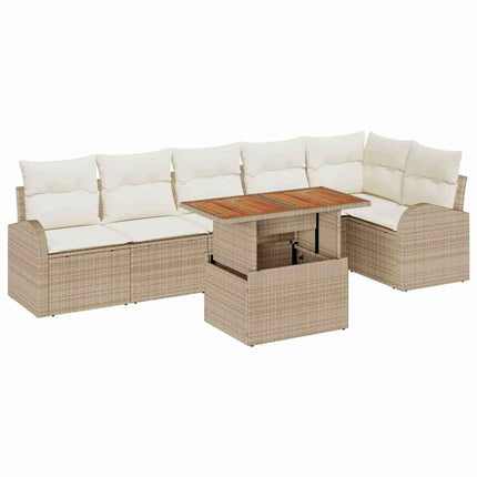 Trädgårdsoffset med kudde 7 pcs beige och gräddvit