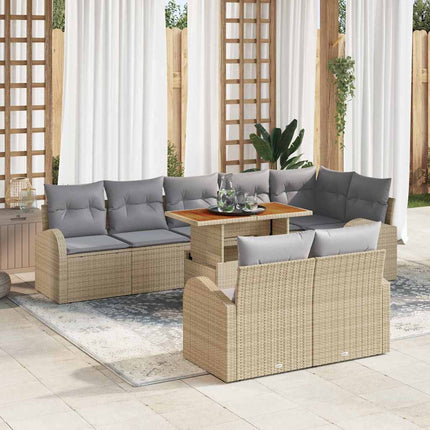 Trädgårdsoffset med kudde 9 pcs beige och ljusgrå