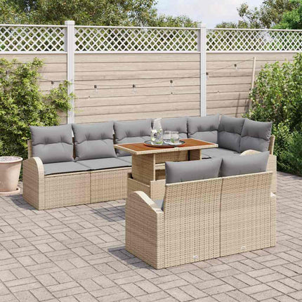 Trädgårdsoffset med kudde 9 pcs beige och ljusgrå