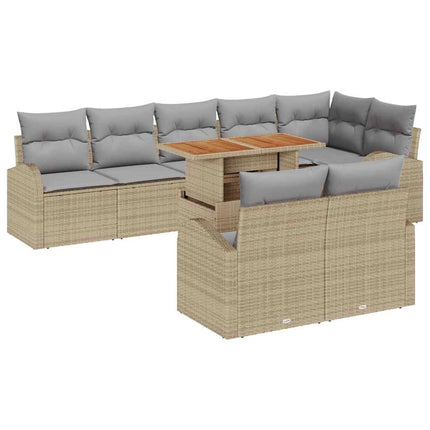 Trädgårdsoffset med kudde 9 pcs beige och ljusgrå
