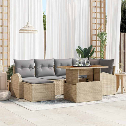 Trädgårdsoffset med kudde 7 pcs beige och ljusgrå