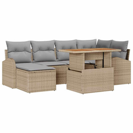 Trädgårdsoffset med kudde 7 pcs beige och ljusgrå
