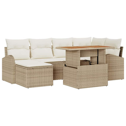 Trädgårdsoffset med kudde 7 pcs beige och gräddvit
