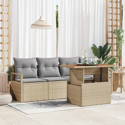 Trädgårdsoffset med kudde 5 pcs beige och ljusgrå