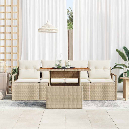 Trädgårdsoffset med kudde 5 pcs beige och gräddvit