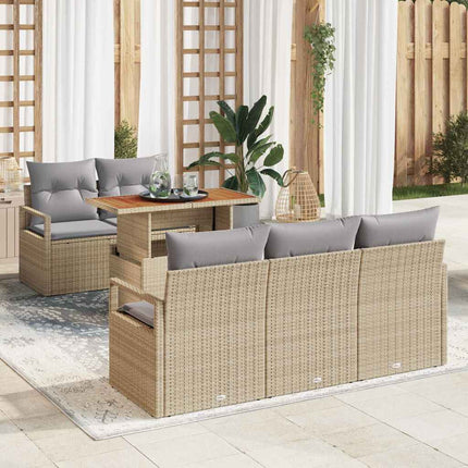 Trädgårdsoffset med kudde 6 pcs beige och ljusgrå