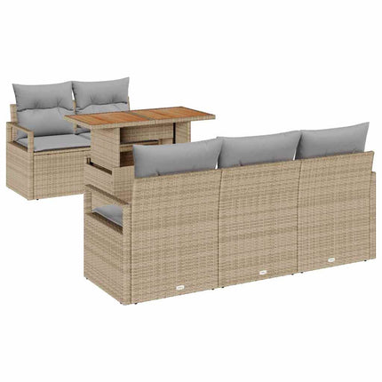 Trädgårdsoffset med kudde 6 pcs beige och ljusgrå