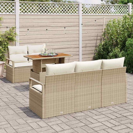 Trädgårdsoffset med kudde 6 pcs beige och gräddvit