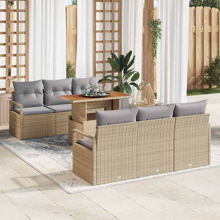 Trädgårdsoffset med kudde 7 pcs beige och ljusgrå