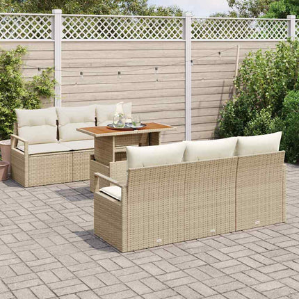 Trädgårdsoffset med kudde 7 pcs beige och gräddvit