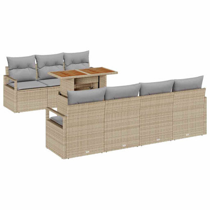 Trädgårdsoffset med kudde med kudde 8 pcs Beige och Grå