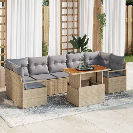Trädgårdsoffset med kudde 8 pcs Beige och Grå