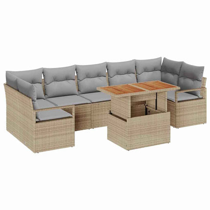 Trädgårdsoffset med kudde 8 pcs Beige och Grå