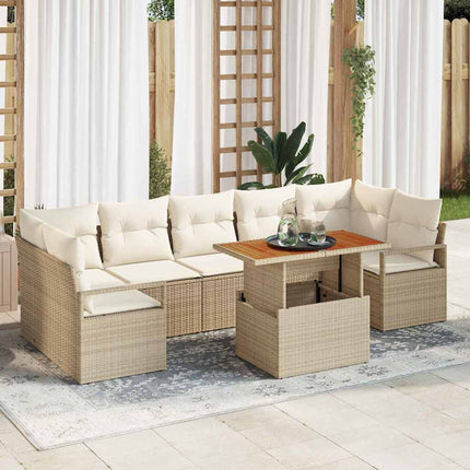 Trädgårdsoffset med kudde 8 pcs Beige och gräddfärgad