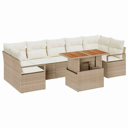 Trädgårdsoffset med kudde 8 pcs Beige och gräddfärgad