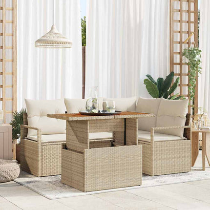 Trädgårdsoffset 5 st 4-Antal sittplatser Beige och gräddfärgad