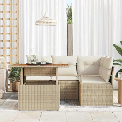 Trädgårdsoffset 5 st 4-Antal sittplatser Beige och gräddfärgad