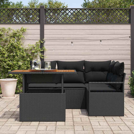 Trädgårdsmöbelset med kudde 5 pcs Svart och Brunt