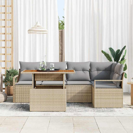 Trädgårdsoffset 6 st 5-Antal sittplatser Beige och Grå