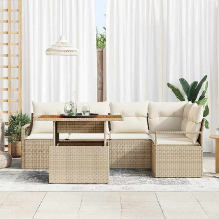 Trädgårdsoffset 6 st 5-Antal sittplatser Beige och gräddfärgad