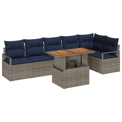 Trädgårdsoffset 7 st 6-Antal sittplatser Grå och Marinblå