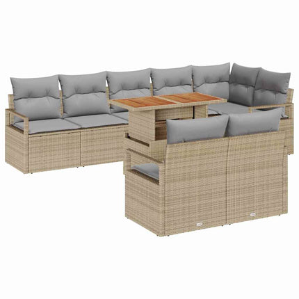Trädgårdsoffset med kudde med kudde 9 pcs Beige och Grå