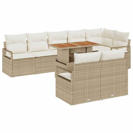 Trädgårdsoffset med kudde med kudde 9 pcs Beige och gräddfärgad