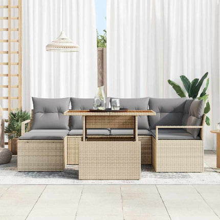 Trädgårdsoffset 7 pcs Beige och Grå