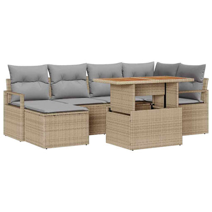 Trädgårdsoffset 7 pcs Beige och Grå