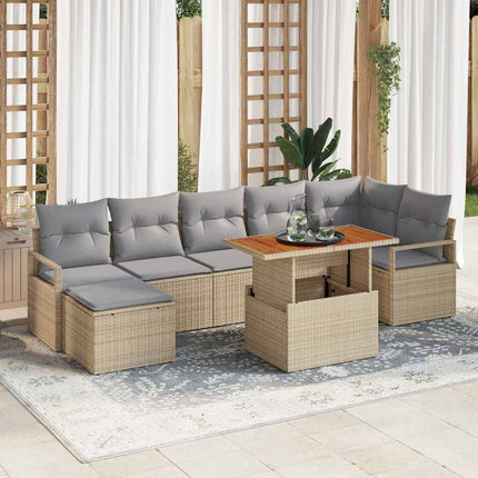 Trädgårdsmöbelset med kudde 8 pcs Beige och Grå