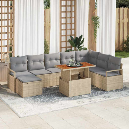 Trädgårdsoffset 9 pcs Beige och Grå