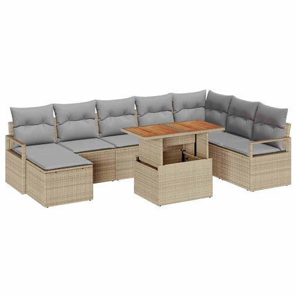 Trädgårdsoffset 9 pcs Beige och Grå