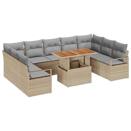 Trädgårdsoffset 10 st 9-Antal sittplatser Beige och Grå