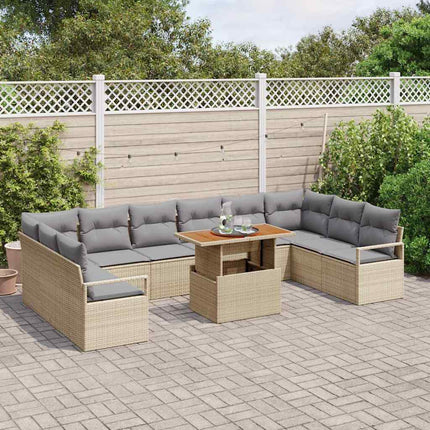 Trädgårdsoffset med kudde 11 pcs Beige och Grå