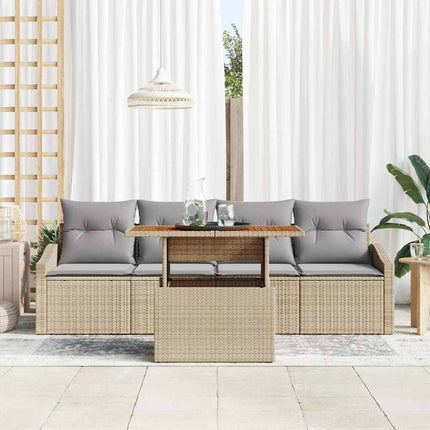 Trädgårdsoffset med kudde 5 pcs Beige Poly rattan