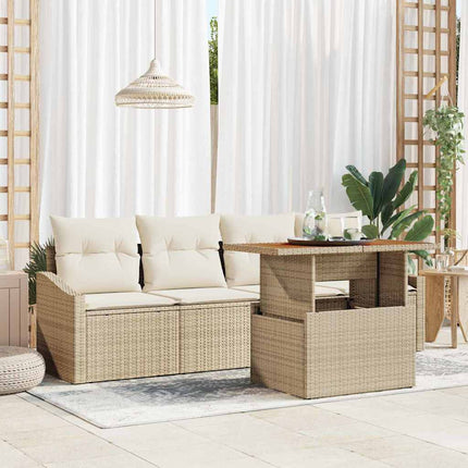 Trädgårdsoffset 5 pcs Beige Poly rattan
