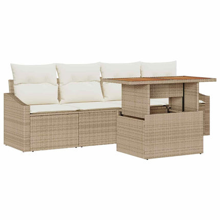 Trädgårdsoffset 5 pcs Beige Poly rattan