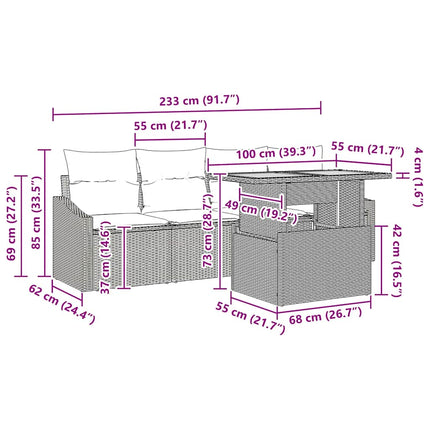 Trädgårdsoffset 5 pcs Beige Poly rattan