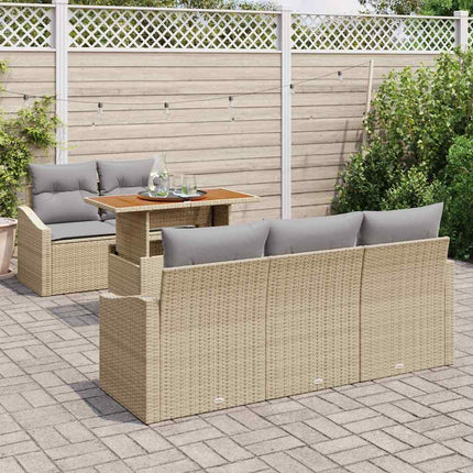 Trädgårdsmöbelset med kudde 6 pcs Beige och Grå
