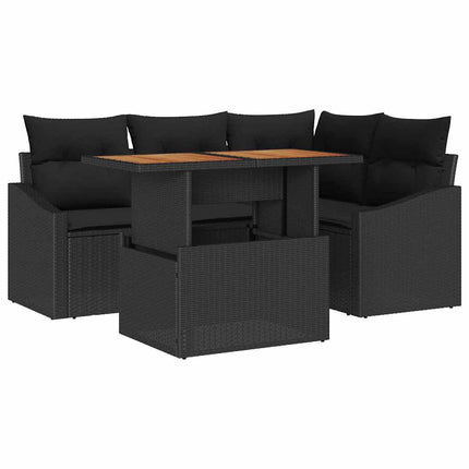 Trädgårdsmöbelset med kudde 5 pcs Svart och Brunt