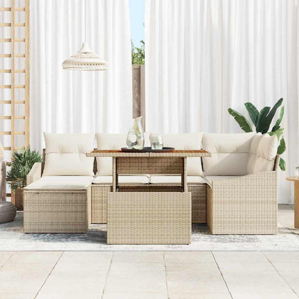Trädgårdsoffset 7 pcs Beige och gräddfärgad