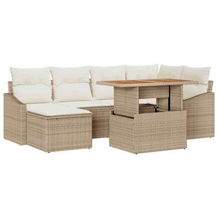 Trädgårdsoffset 7 pcs Beige och gräddfärgad