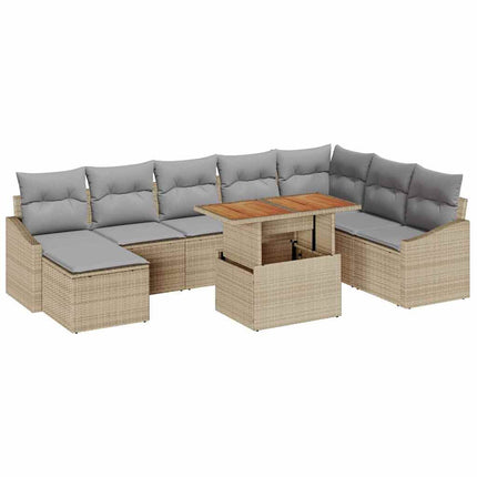 Trädgårdsoffset 9 pcs Beige och Grå