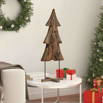 Julgran med stativ Brun 90 cm Massivt teakträ