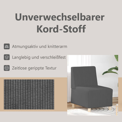Modulsofa utan armstöd 2 st Mörkgrå Kordread tyg