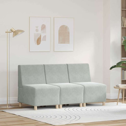 Modulsofa utan armstöd 3 pcs Ljusgrå 55 x 74 x 82 cm Sammet